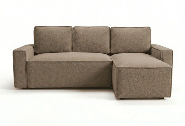 Rozkládací oboustranná sedací souprava do L SMART BOUCLE 232x143 cm, tmavě béžová
