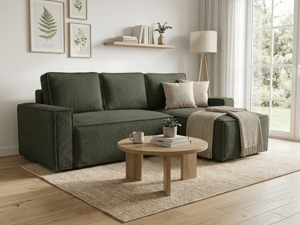 Rozkládací oboustranná sedací souprava do L SMART BOUCLE 232x143 cm, tmavě zelená