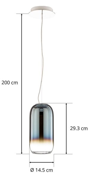Závěsná svítidlo Artemide, Gople Mini, stmívatelné, Modrá, Obývací pokoj, Sklo, Design