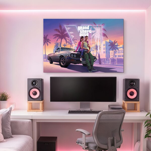 DUBLEZ | Dřevěný obraz GTA 6 - Vice City | UV tisk, Premium