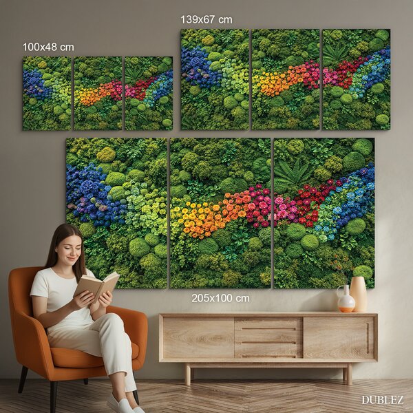 DUBLEZ | Vícedílný obraz na stěnu - Mechová duha | UV tisk, Premium