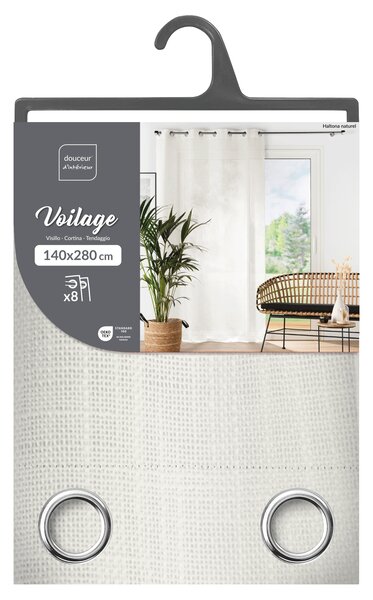 Záclona na kroužcích HALTONA NATURAL, 140 x 280 cm, efekt lnu