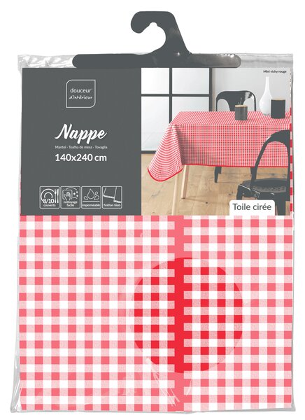 Obdélníkový ubrus s červenou kostkou MINI VICHY ROUGE, 140 x 240 cm