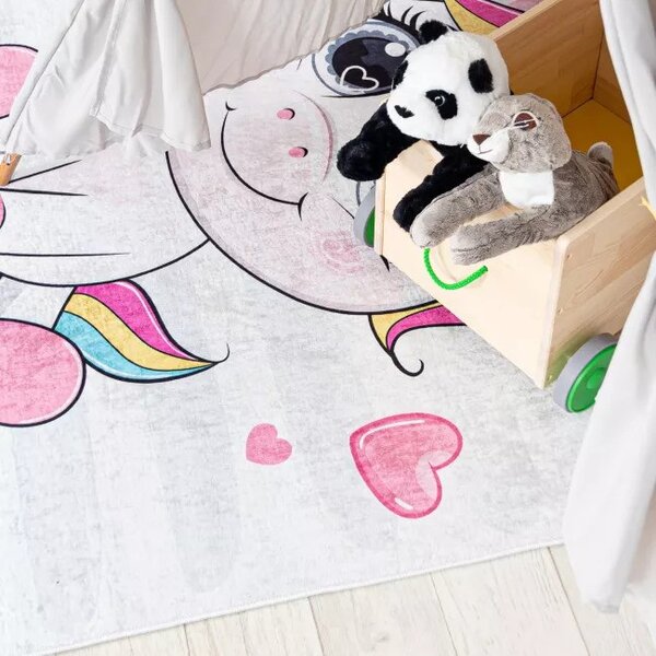 Makro Abra Dětský kusový koberec vhodný k praní BAMBINO 2736 Kočička protiskluzový vícebarevný Rozměr: 80x150 cm
