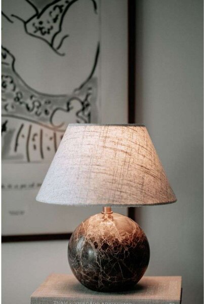 Stolní lampa Globen Lighting, Hnědá / Rezavá, Obývací pokoj, Tkanina / Textil