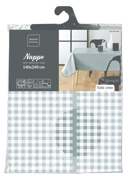 Obdélníkový ubrus MINI VICHY SAUGE, 140 x 240 cm, šalvějová kostička