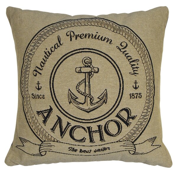 Béžovo-černý gobelínový polštář s kotvou Anchor - 45*45*16cm - Mars & More
