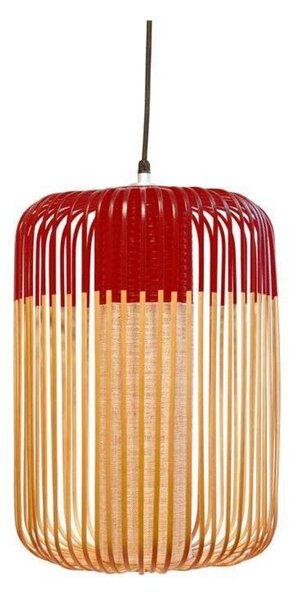Závěsná svítidlo Forestier, Bamboo, stmívatelné, Červená, Obývací pokoj, Bambus, Boho
