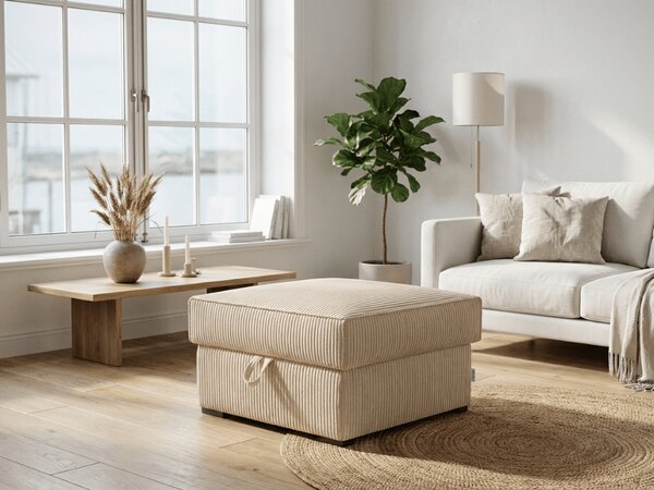 Krémový taburet SMART COSARO s úložným prostorem 65x65 cm