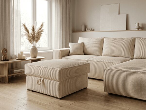 Krémový taburet SMART COSARO s úložným prostorem 65x65 cm