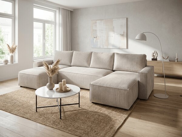 Světle béžová sedací souprava do U SMART COSARO 295x140 cm