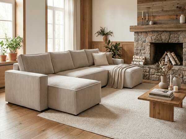 Světle béžová sedací souprava do U SMART COSARO 295x140 cm