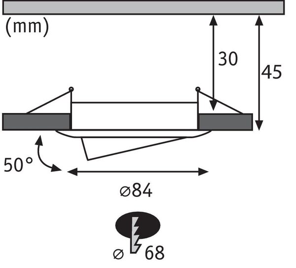 P 93486 Vestavné svítidlo LED Nova kruhové 1x6,5W hliník broušený nastavitelné 3-krokové-stmívatelné - PAULMANN