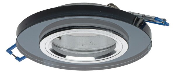 Podhledové svítidlo Glass Round, 1x skleněné/černé kovové stínítko, b