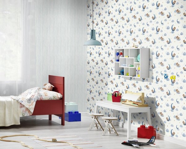 RASCH | Vliesová tapeta na zeď Kids World 2 321005 | 0,53 x 10,05 m | bílá