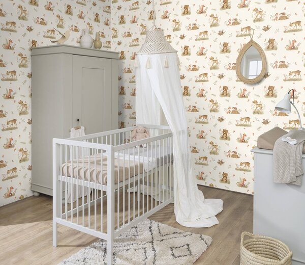 RASCH | Vliesová tapeta na zeď Kids World 2 321104 | 0,53 x 10,05 m | bílá, hnědá