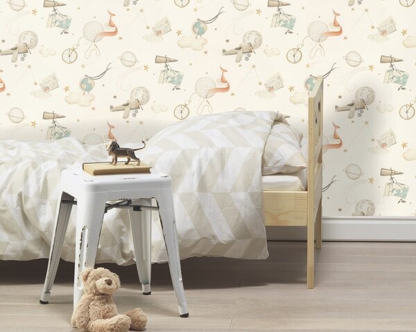 RASCH | Vliesová tapeta na zeď Kids World 2 302219 | 0,53 x 10,05 m | bílá