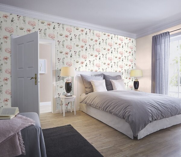 RASCH | Vliesová tapeta na zeď Kids World 2 252811 | 0,53 x 10,05 m | šedá, růžová