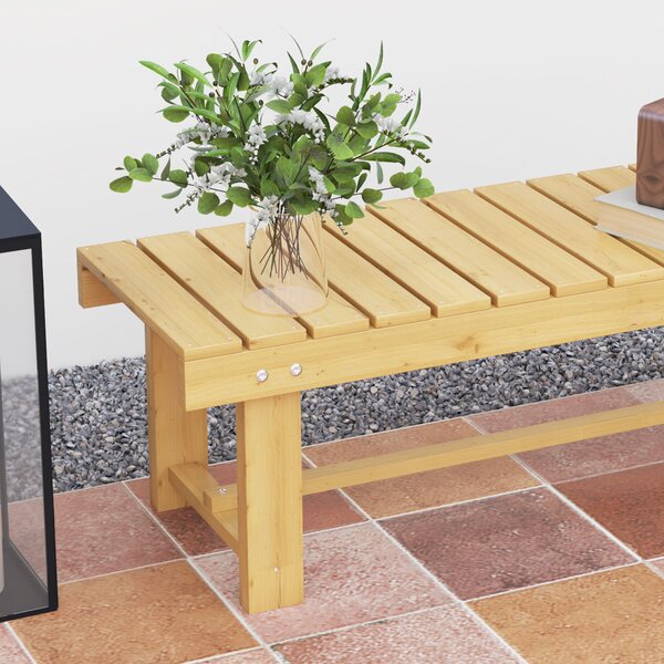 OUTSUNNY Dvoumístná zahradní lavice z masivního dřeva 110 x 38 x 35 cm přírodní