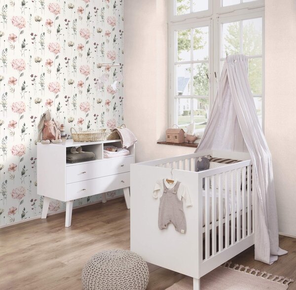 RASCH | Vliesová tapeta na zeď Kids World 2 300642 | 0,53 x 10,05 m | bílá, růžová