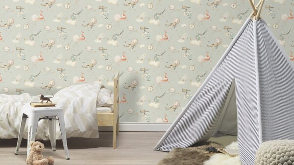 RASCH | Vliesová tapeta na zeď Kids World 2 302226 | 0,53 x 10,05 m | šedá, modrá