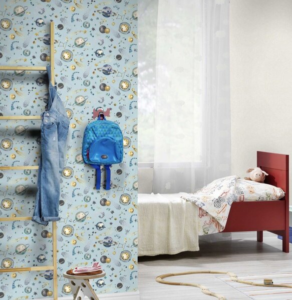 RASCH | Vliesová tapeta na zeď Kids World 2 300949 | 0,53 x 10,05 m | modrá