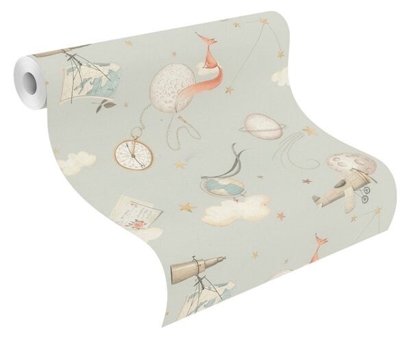 RASCH | Vliesová tapeta na zeď Kids World 2 302226 | 0,53 x 10,05 m | šedá, modrá