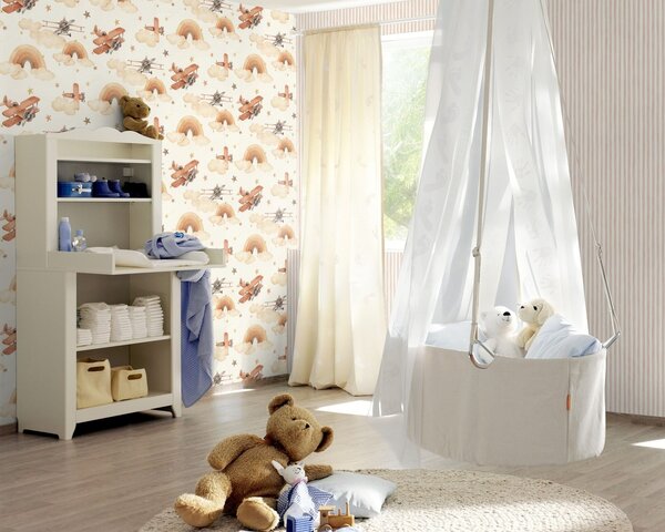 RASCH | Vliesová tapeta na zeď Kids World 2 301557 | 0,53 x 10,05 m | bílá, béžová