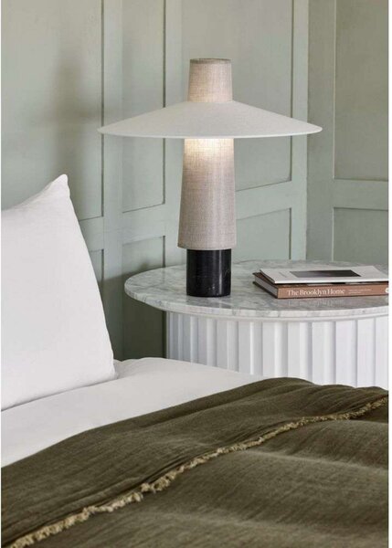 Stolní lampa Forestier, Thésée, Bílá, Obývací pokoj, Tkanina / Textil, Boho