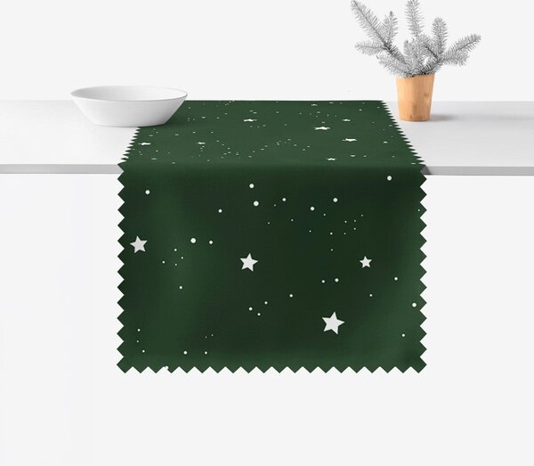 Goldea vánoční běhoun na stůl teflonový - hvězdičky na tmavě zelené 20x120 cm