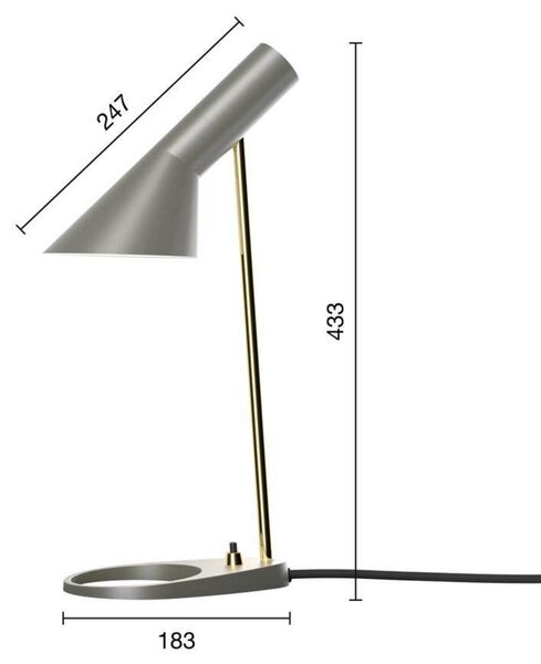 Stolní lampa Louis Poulsen, Šedá, Obývací pokoj, Kov