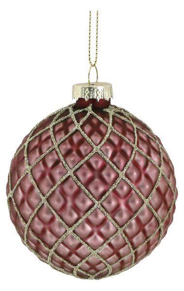 6ks růžovo-fialová skleněná vánoční ozdoba koule Chic - Ø 8 cm - Chic Antique