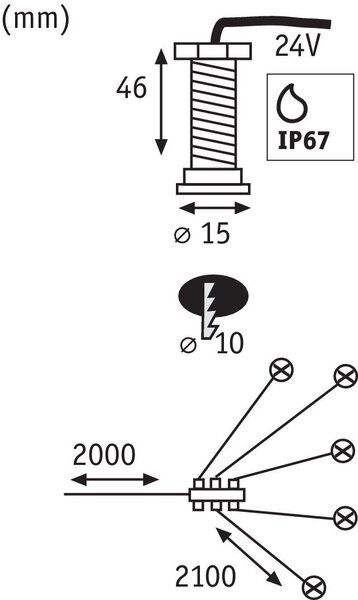 P 93694 Plug&Shine sada vestavné svítidlo MicroPen II IP67 3000K 5x0,22W - PAULMANN