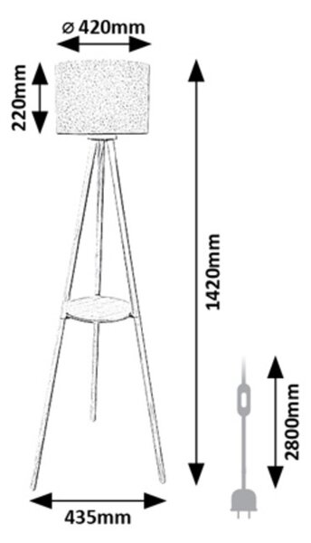 Stojací lampa 1x E27 drevo, béžová IP20 Rabalux TREVIA 74108