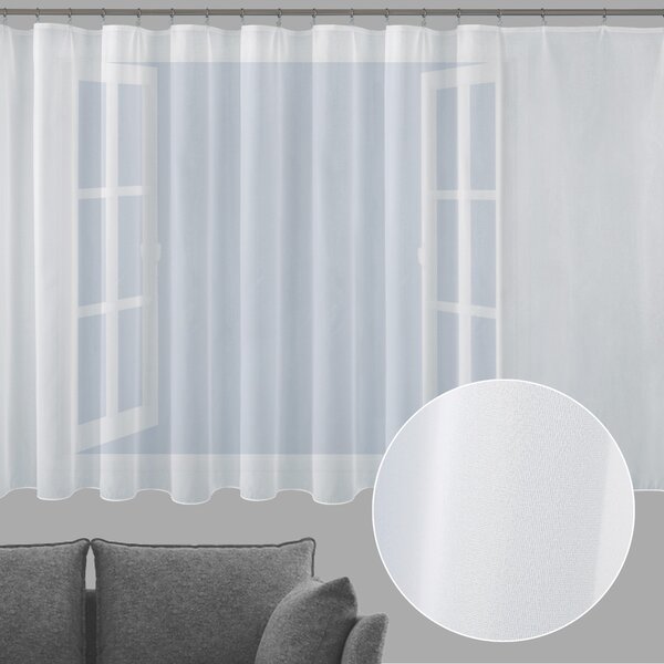 Bílá hladká perleťově lesklá záclona/organza s olůvkem ZAC-032 výška 160 cm Pouze metráž