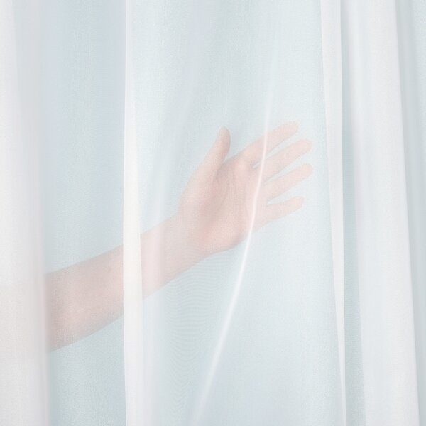 Bílá hladká perleťově lesklá záclona/organza s olůvkem ZAC-032 výška 325 cm Pouze metráž