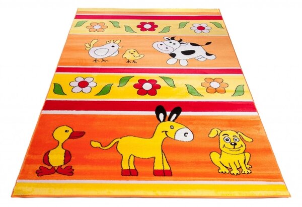 Kusový koberec dětský J0090 - Farma - oranžová - 160x220 cm