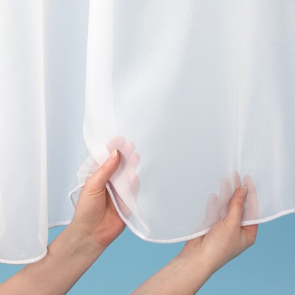Bílá hladká perleťově lesklá záclona/organza s olůvkem ZAC-032 výška 325 cm Pouze metráž