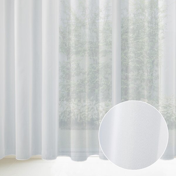 Bílá hladká perleťově lesklá záclona/organza s olůvkem ZAC-032 výška 325 cm Pouze metráž