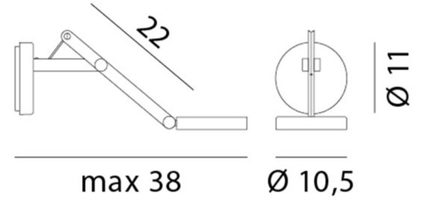 Nástěnná Svítidla Rotaliana, String W0 DTW, stmívatelné, Černá, Obývací pokoj, Kov, Design