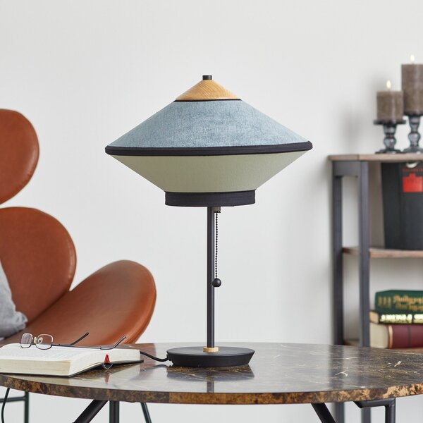 Stolní lampa Forestier, Cymbal S, Modrá, Obývací pokoj, Tkanina / Textil, Design