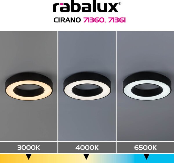 Stropní svítidlo LED 3000–6500K čierna IP20 Rabalux CIRANO 71361