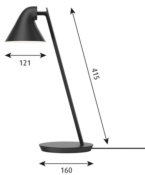 Stolní lampa Louis Poulsen, NJP Mini, stmívatelné, Černá, Obývací pokoj, Kov, Design