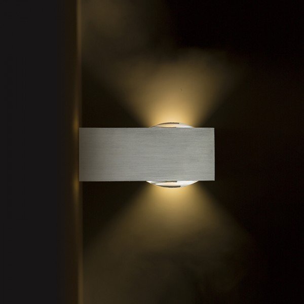 KORSO II nástěnná česaný hliník 230V LED 2x3W 120° IP54 3000K - RED - DESIGN RENDL