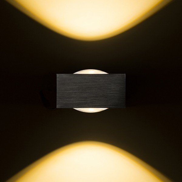 KORSO II nástěnná černý elox 230V LED 2x3W 120° IP54 3000K - RED - DESIGN RENDL
