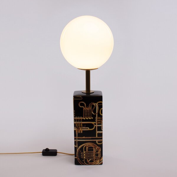 Stolní lampa SELETTI, Toiletpaper, stmívatelné, Černá, Obývací pokoj, Keramika, Design