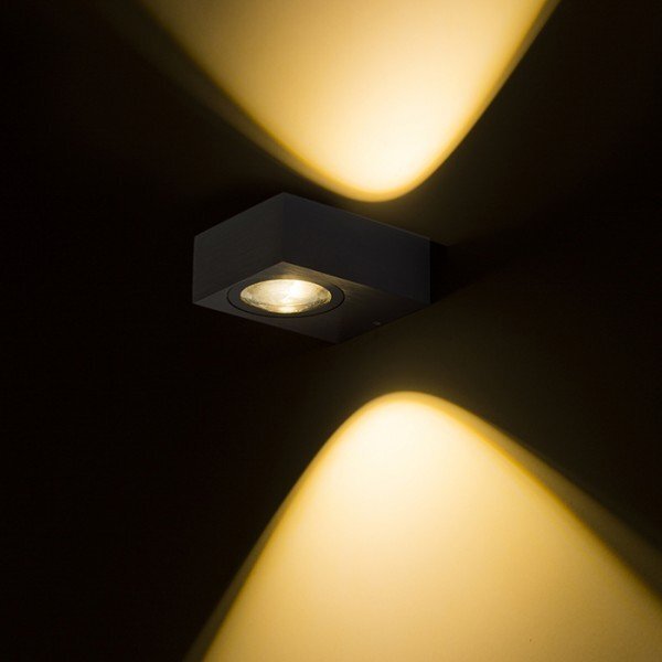 KORSO II nástěnná černý elox 230V LED 2x3W 120° IP54 3000K - RED - DESIGN RENDL