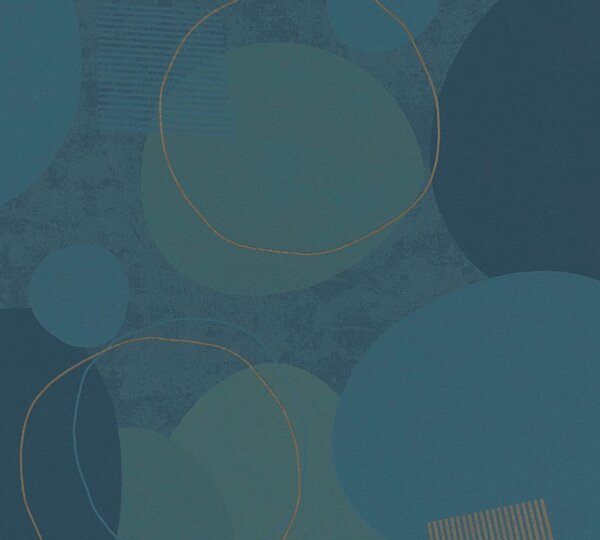 A.S. Création | Vliesová tapeta na zeď Geo Effect 38595-3 | 0,53 x 10,05 m | zelená, modrá, vining ivy