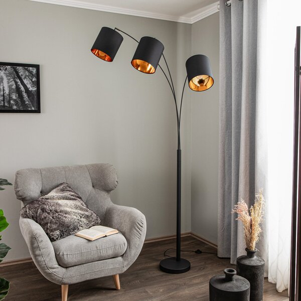 Stojací Lampa Lindby, Nanika, Černá, Obývací pokoj, Kov, Moderní