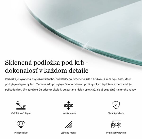 Tvrzené sklo pod krbová kamna Půlkruhová průhledná ppk-400000